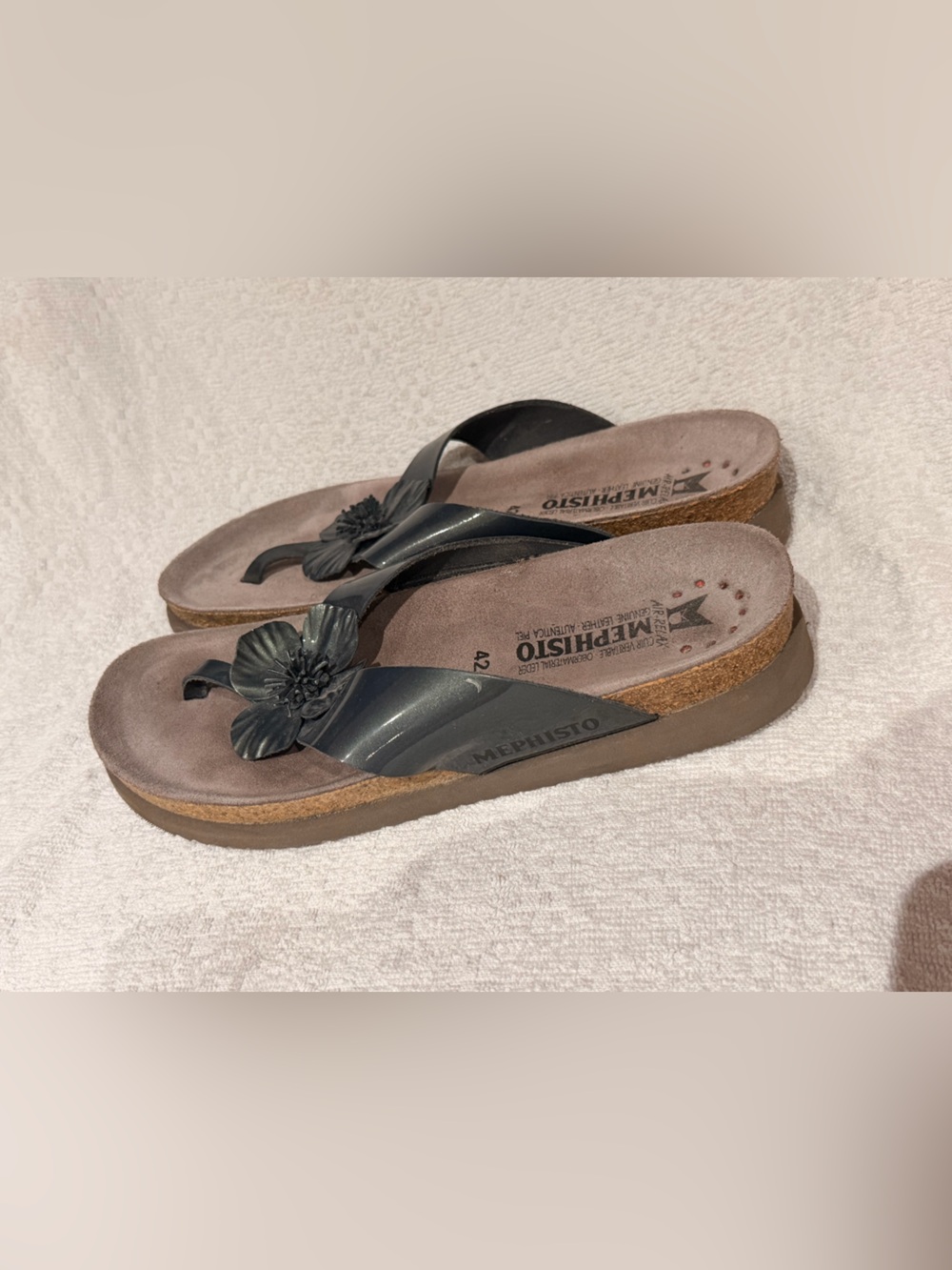 Mephisto Air Relax Women Floral Cork Footbed Thong Sandals